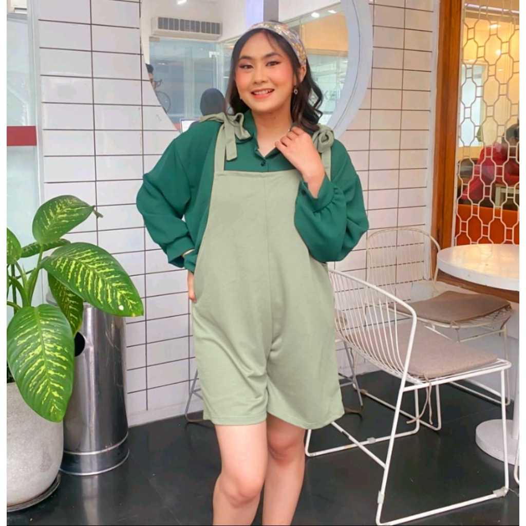 Jumpsuit Pendek Wanita Dewasa Terbaru 2024 Overall Celana Pendek Baju Kodok Wanita