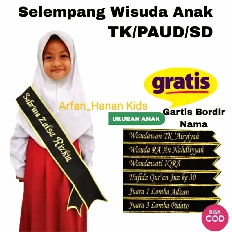Slempang Wisuda Anak Tk Sd Paud Slempang Wisuda Reques Nama