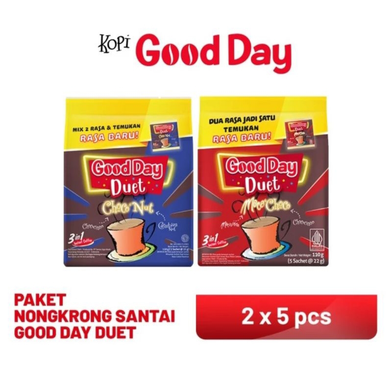 

1 rcg kopi good day duet isi 10 sachet moca caramel - choco nut - moca Choco