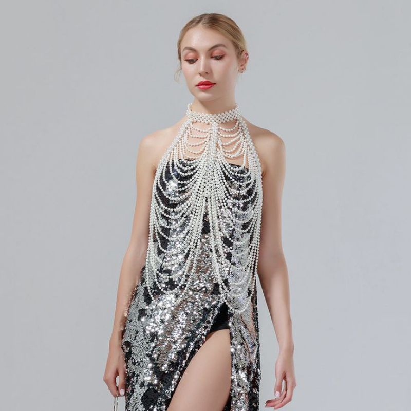 BUTIK FLA (INDRIANA) Body pearl accessories aksesoris mutiara belt pearl beads body chain rantai mut