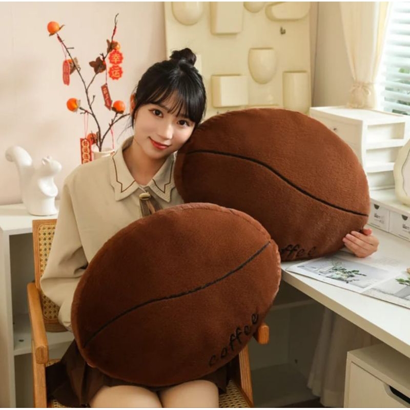 Cute Fun Coffee Beans Throw Pillow Plush Toy Cartoon Ball Accompany Toy Sleeping Hold Pillow Cute Of