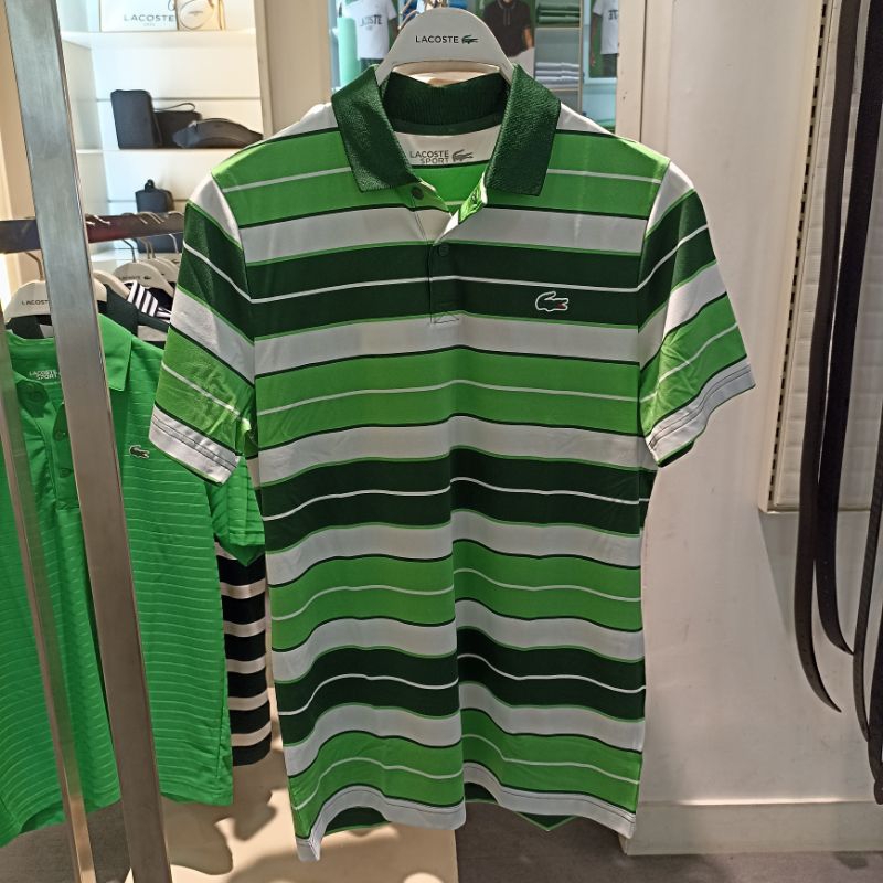 Baju Lacoste Sports Mens Stripe Green
