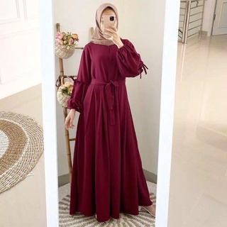 Gamis / Emak / Ibu Kajian Harian Merah Marun Ukuran Jumbo Simpel Polos XXL XXXL 3XL Cantik Lucu Keki