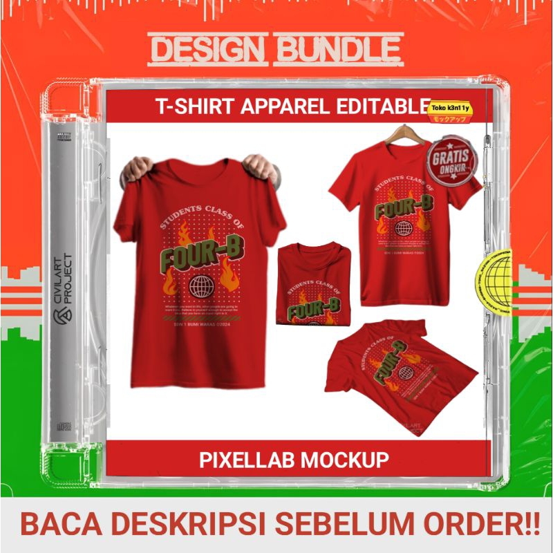 Template Mockup T-Shirt Apparel Pixellab Editable