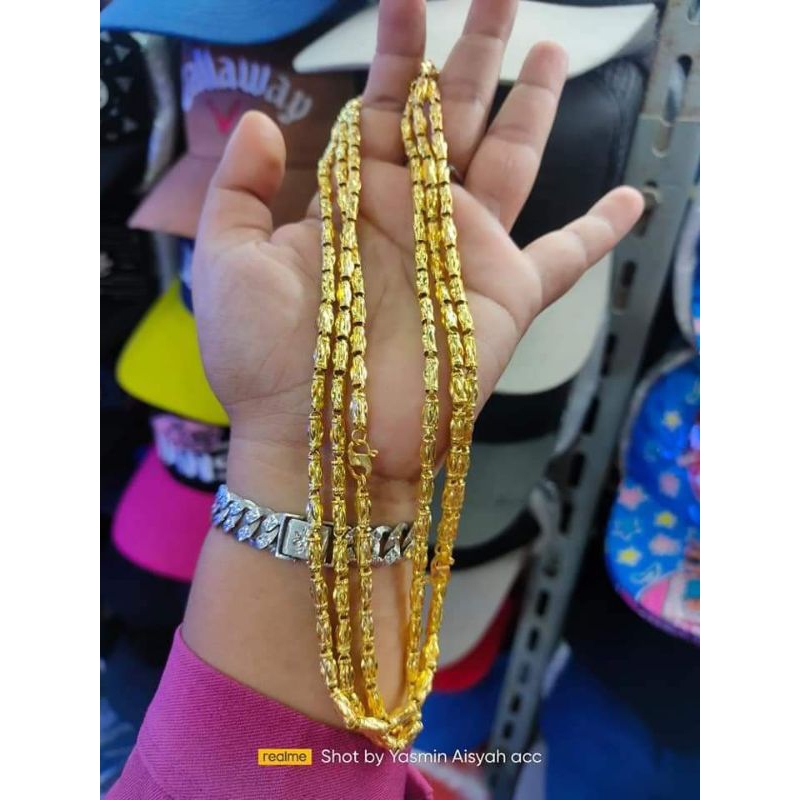 kalung bambu replika emas
