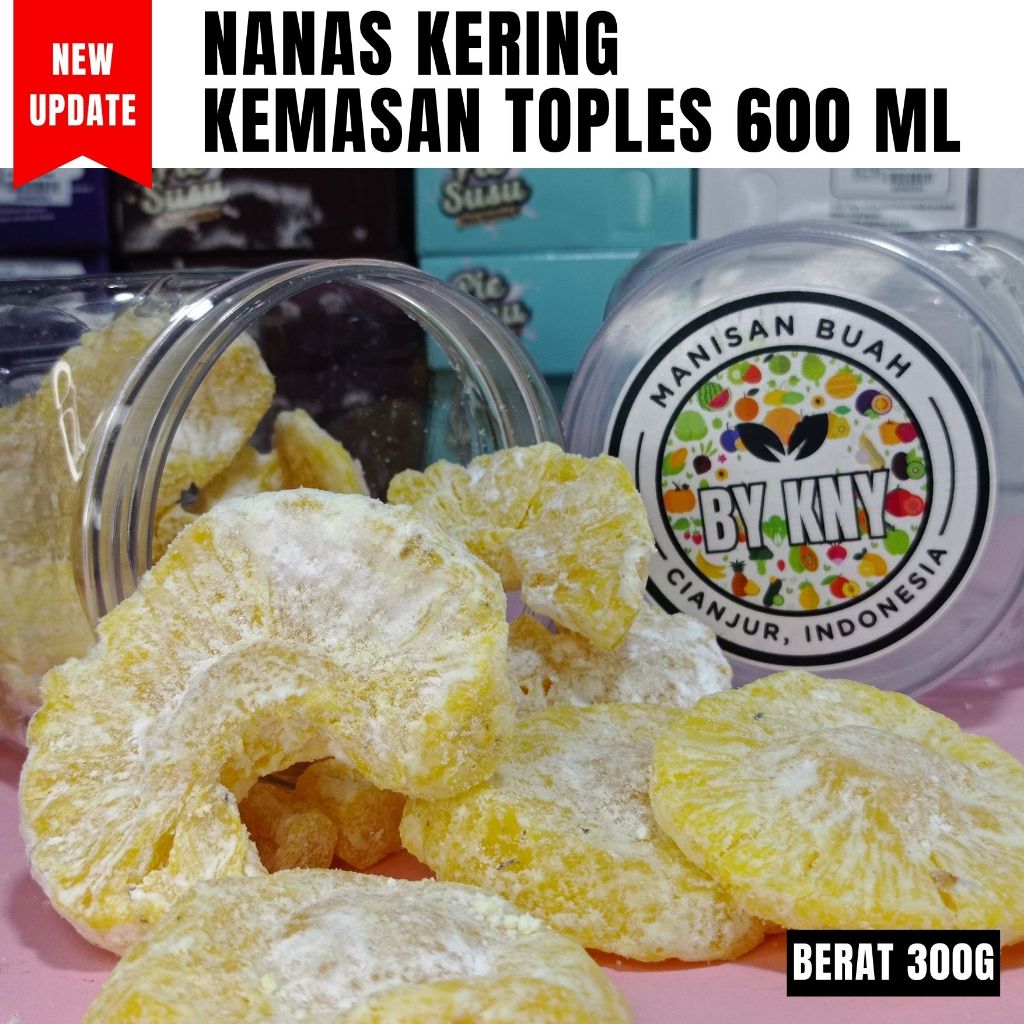 

NANAS KERING KEMASAN TOPLES 600ML MANISAN BUAH KERING MANISAN BUAH CIANJUR BY KNY