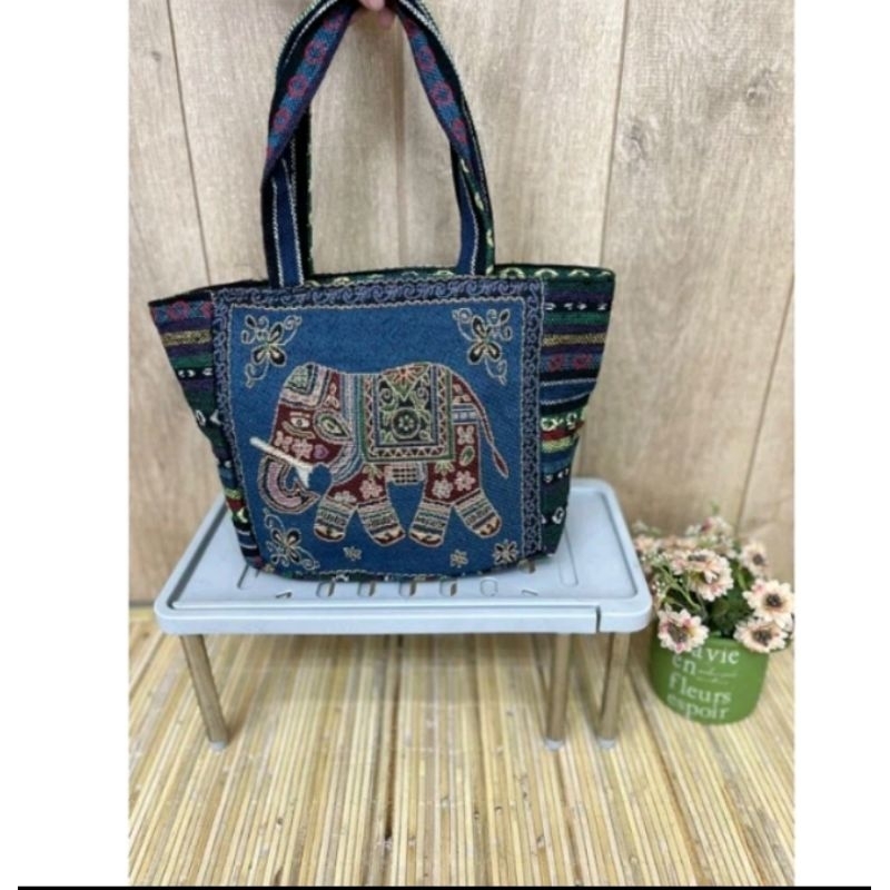 Tas jinjing wanita dewasa Tenun Bordir Thailand Bangkok/Tas Thailand gajah Owl/Tas Thailand gajah mu