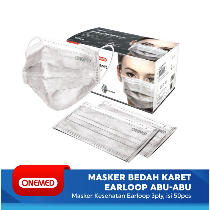 Masker Bedah Karet Onemed Grey Box Masker Medis Onemed Abu