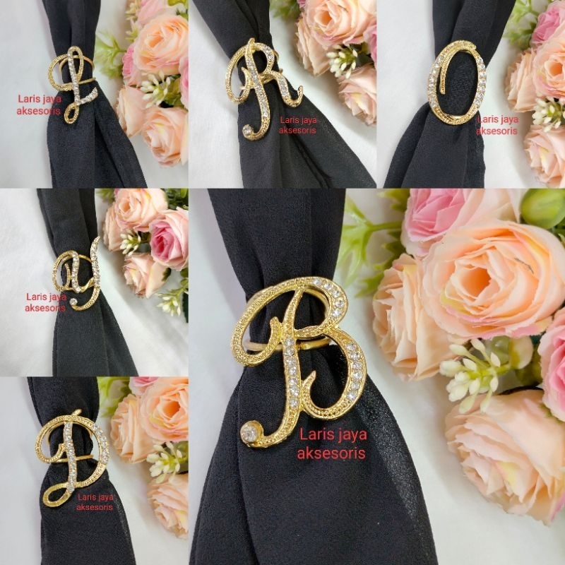 Bros / ring hijab / ring hijab huruf / ring huruf / cincin hijab Korea premium