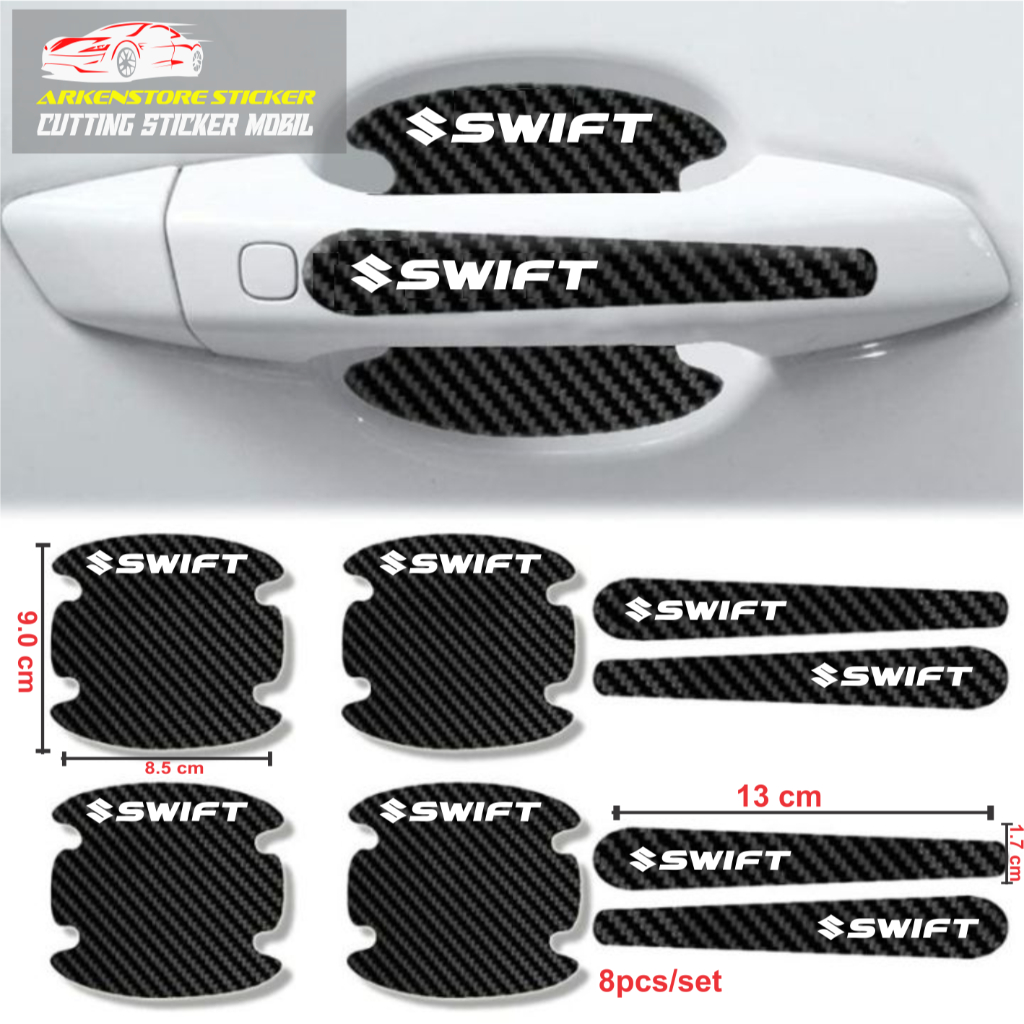8pcs stiker carbon pelindung gagang pintu mobil suzuki swift sticker anti gores untuk mobil suzuki s