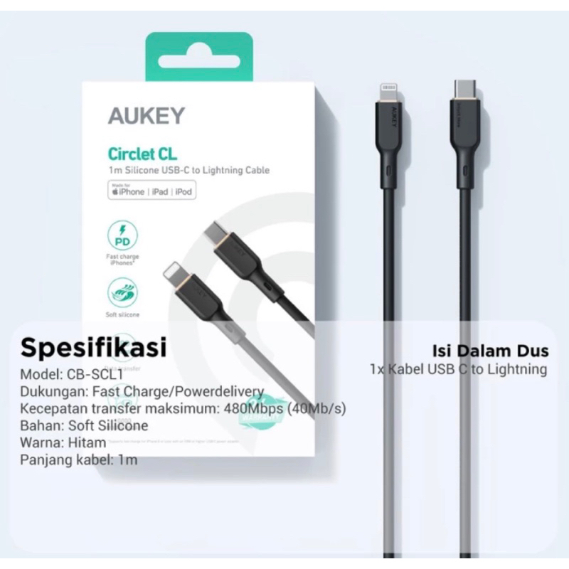 Kabel Data Aukey CB-SCL1 typeC to Lightning iphone