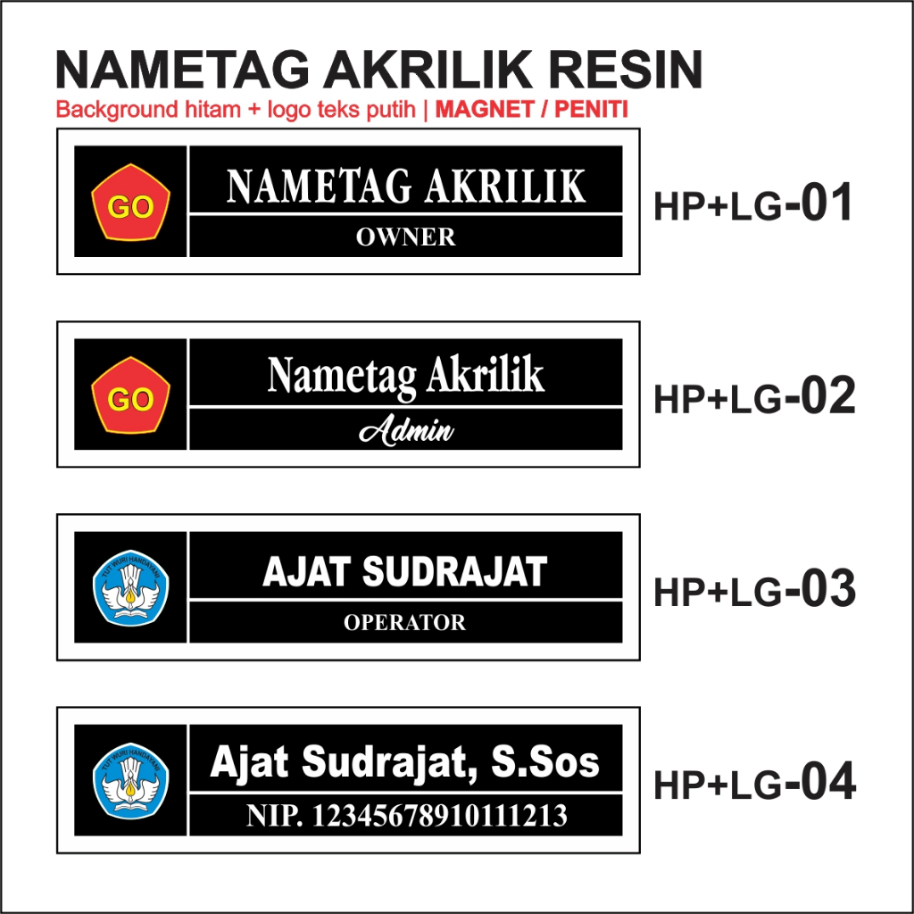 

Nametag Akrilik Resin Peniti | Nametag Akrilik Resin Magnet