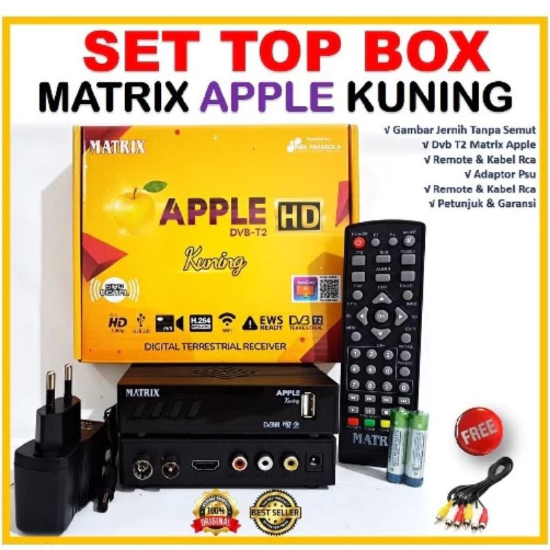 Set top box Matrix Kuning DVBT2 STB MATRIX APPLE KUNING