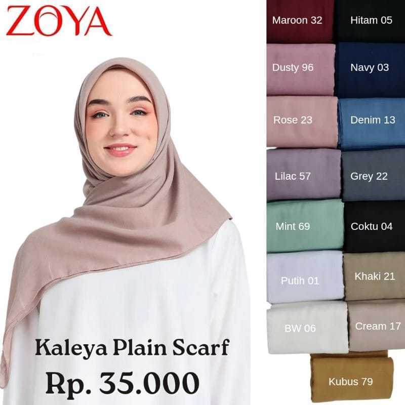 New Kaleya Scarf Zoya Kerudung Polos segi Empat