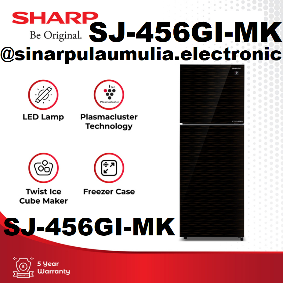 Sharp Kulkas 2 Pintu 352 Liter - SJ 456 GI MK / SJ-456GI-MK / SJ 456GI MK / SJ456GIMK