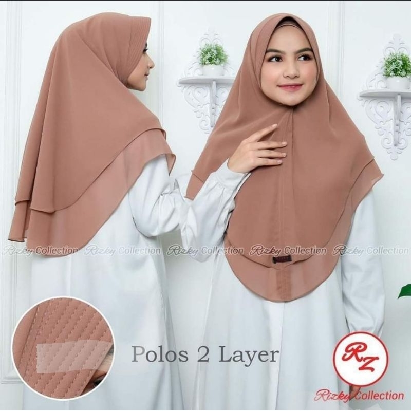 JILBAB 2 LAYAR LAYER POLOS CERUTY BABYDOLL RIZKY COLLECTION KERUDUNG