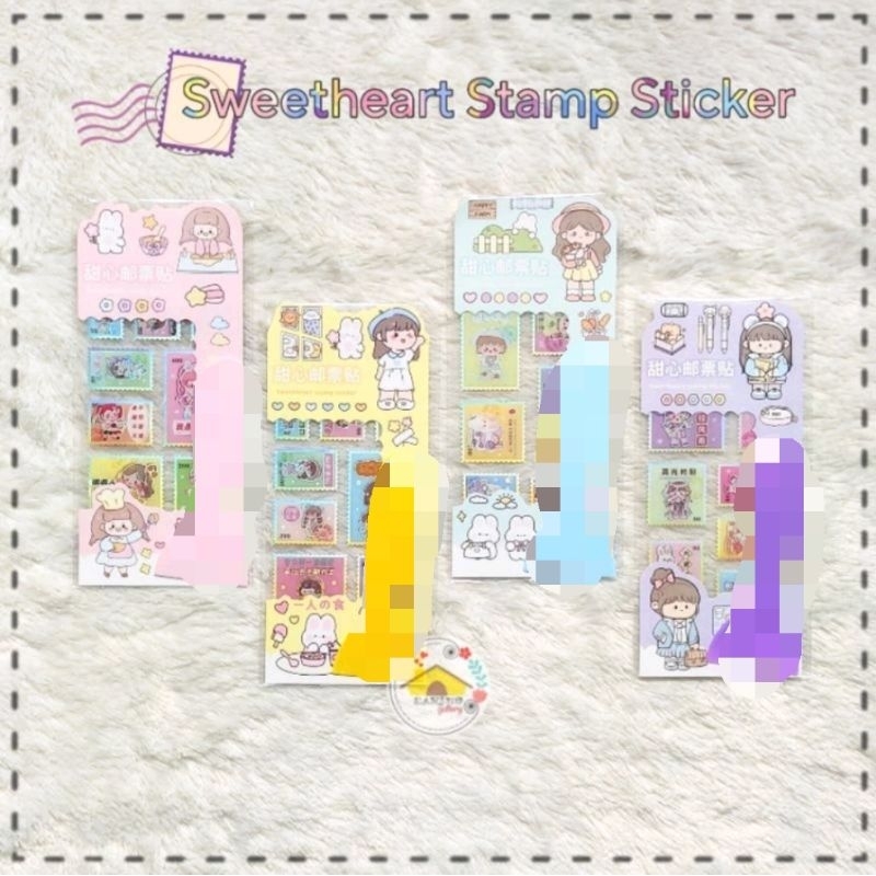 

STIKER SWEETHEART STAMP One Sheet / Stiker tempel perangko boneka cantik lucu