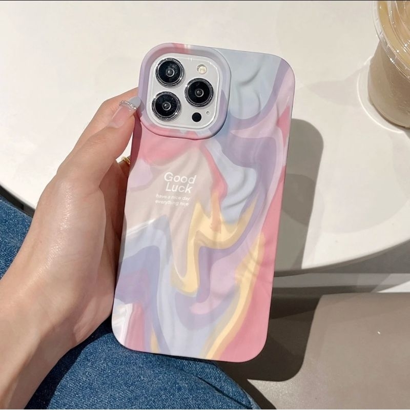 Good Luck Pastel Swirl Crumpled Case iPhone 11 12 13 14 15 Pro Max