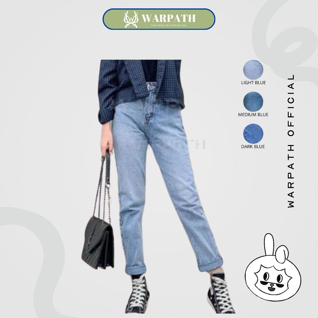 WARPATH - Celana Highwaist Baggy Mom Jeans Boyfriend Wanita Non-Stretch Baegy Jumbo All Varian