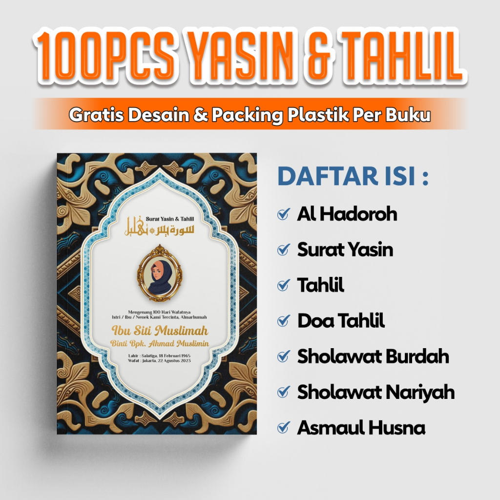 100 Buku Yasin & Tahlil Custom | Gratis Desain & Packing Per Buku