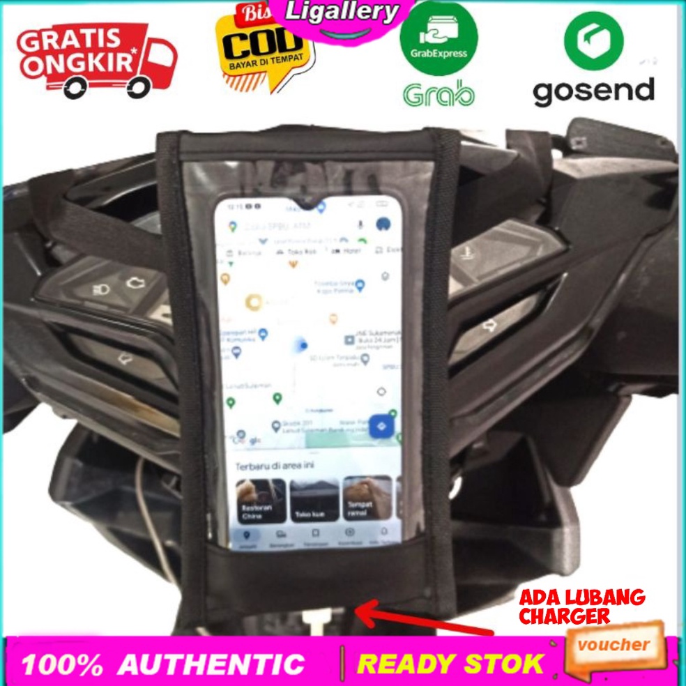 KODE N82J Tas Holder HP Handphone Waterproof Anti Hujan Holder Motor Gojek Tali Ojek Online Anti Air