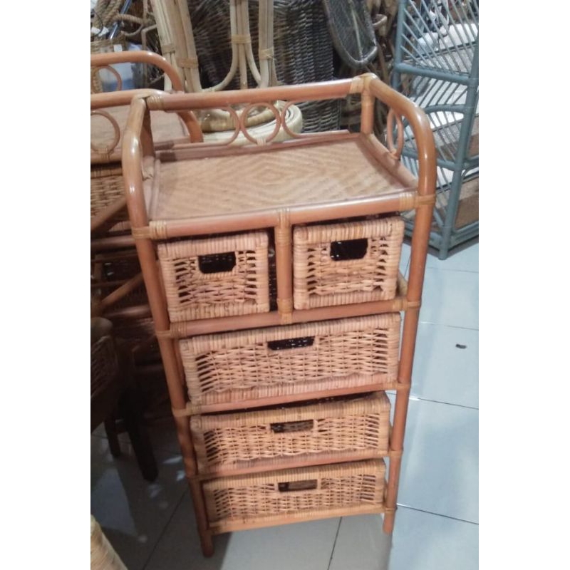 Rak laci rotan asli