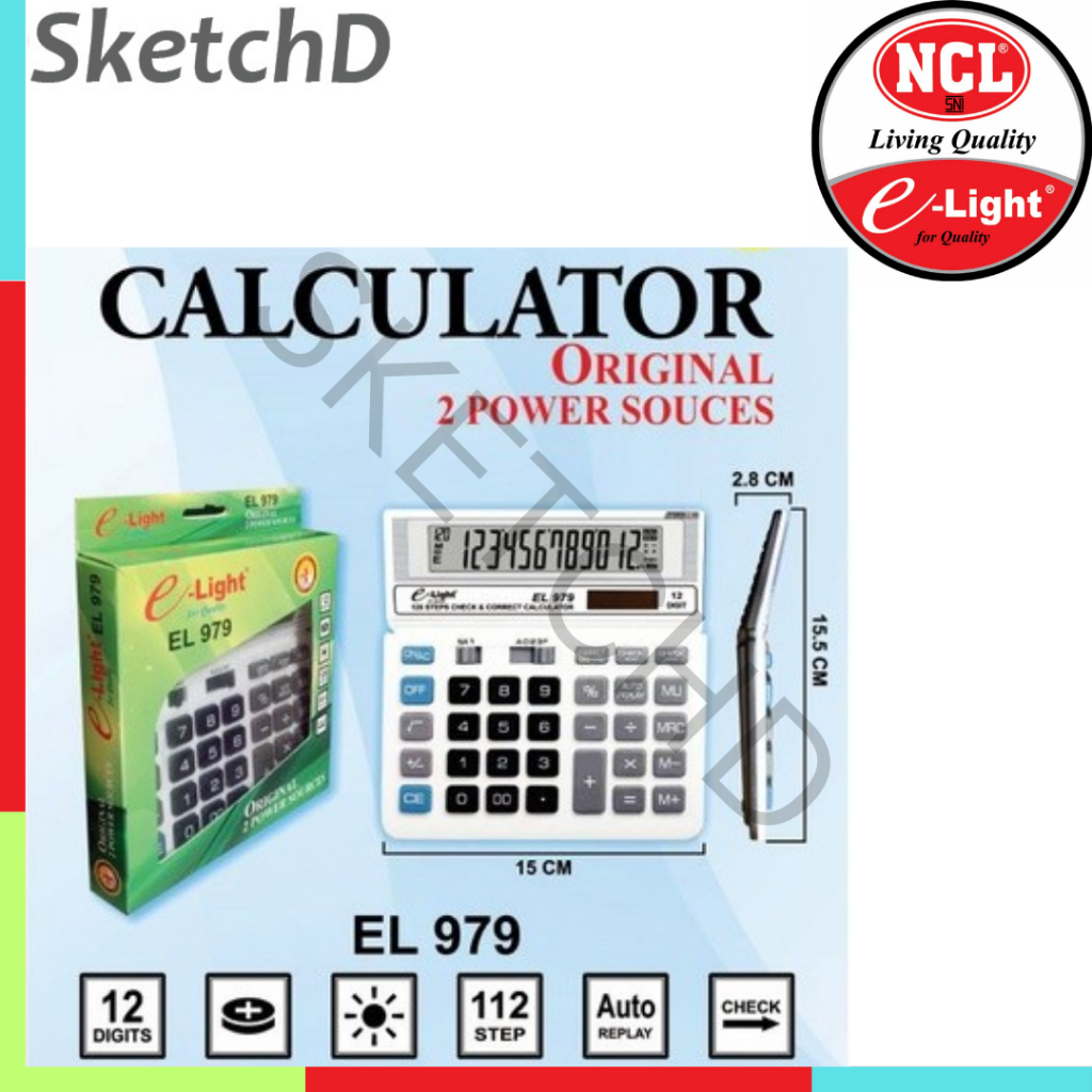 

Kalkulator sedang 12 digit Elight EL 979 Calculator e light
