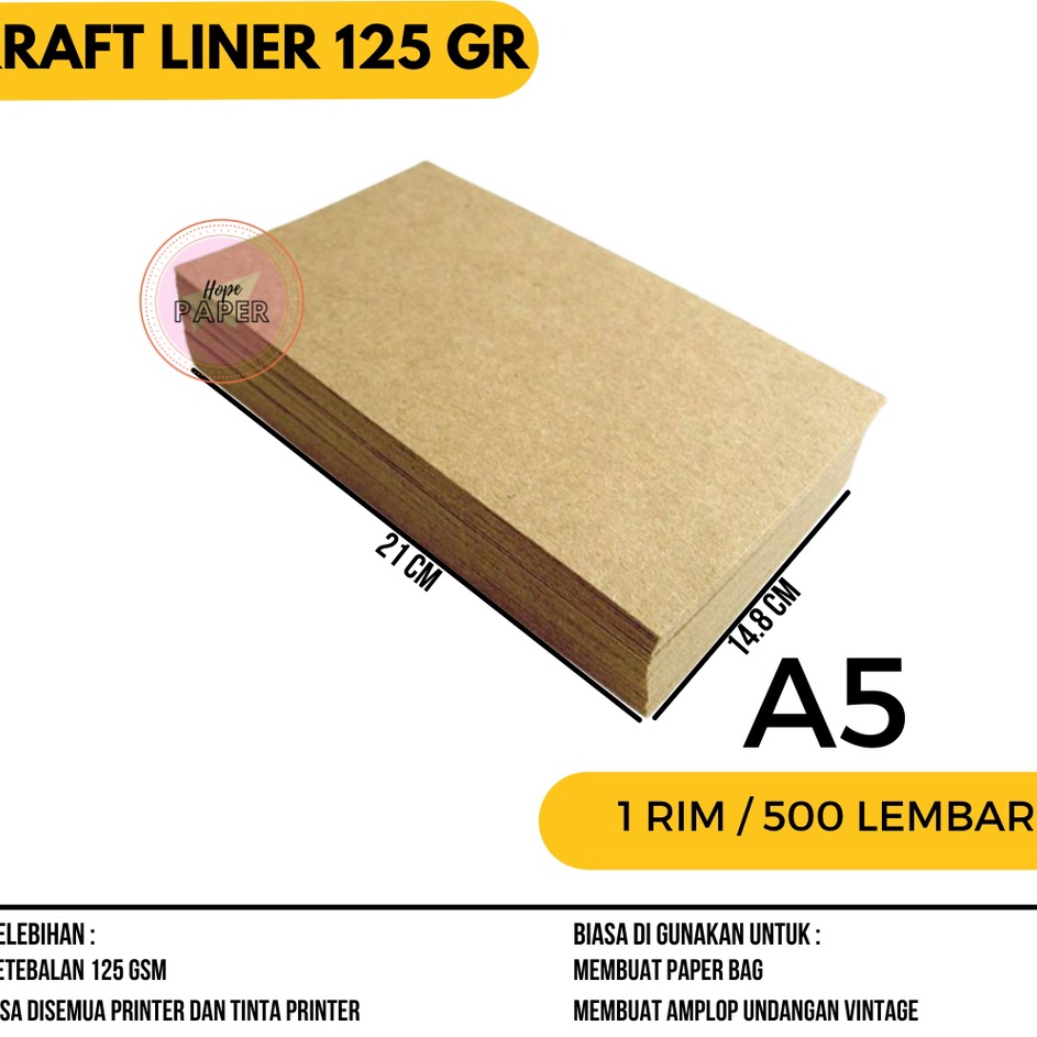

Grosir Kertas Kraft A5 Liner 125 gsm isi 5 lembar Kertas Bahan Paper Bag Kertas Paper Bag