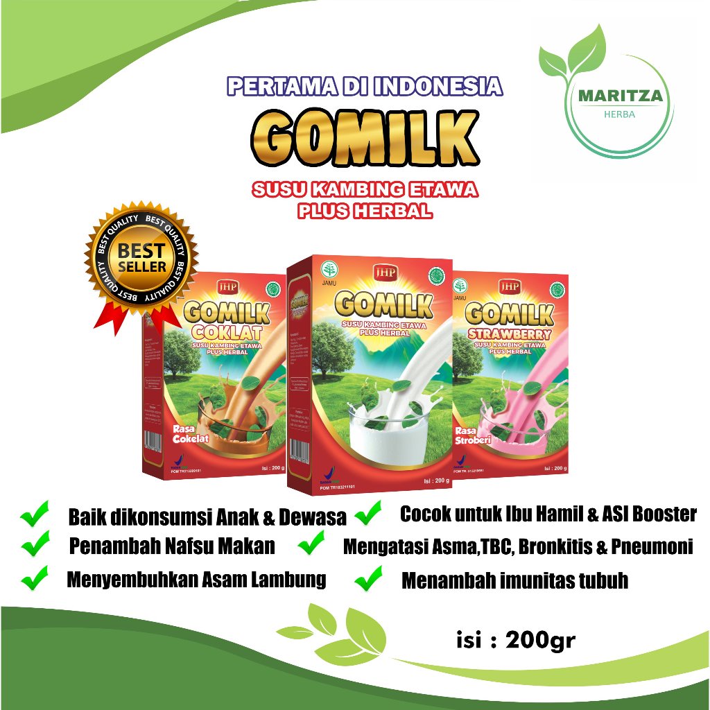 

Gomilk Susu Kambing Etawa Plus Herbal 200gr Maritza Herba