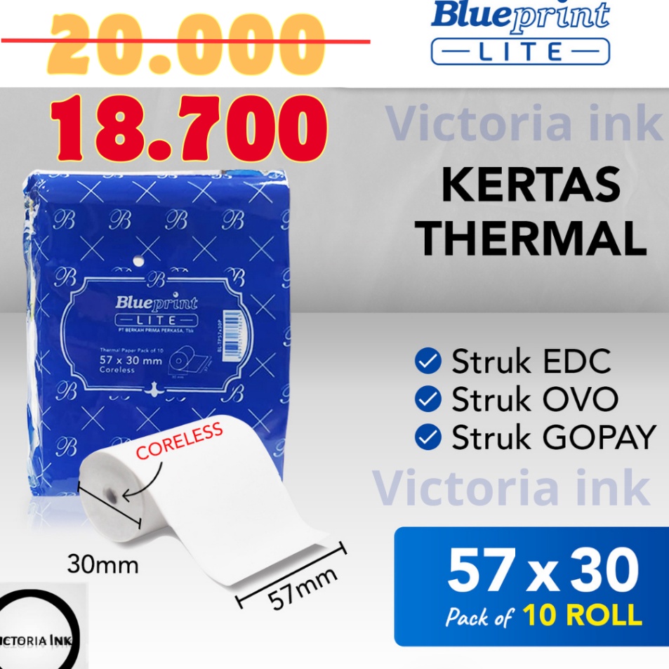 

Harga Bersahabat Kertas Thermal Blueprint 57x38 5738 573 57x3 Printer Blueprint BP Lite 58 Lite 8 Isi 1 Roll Thermal Printer Mini EDC POS PPOB BRI