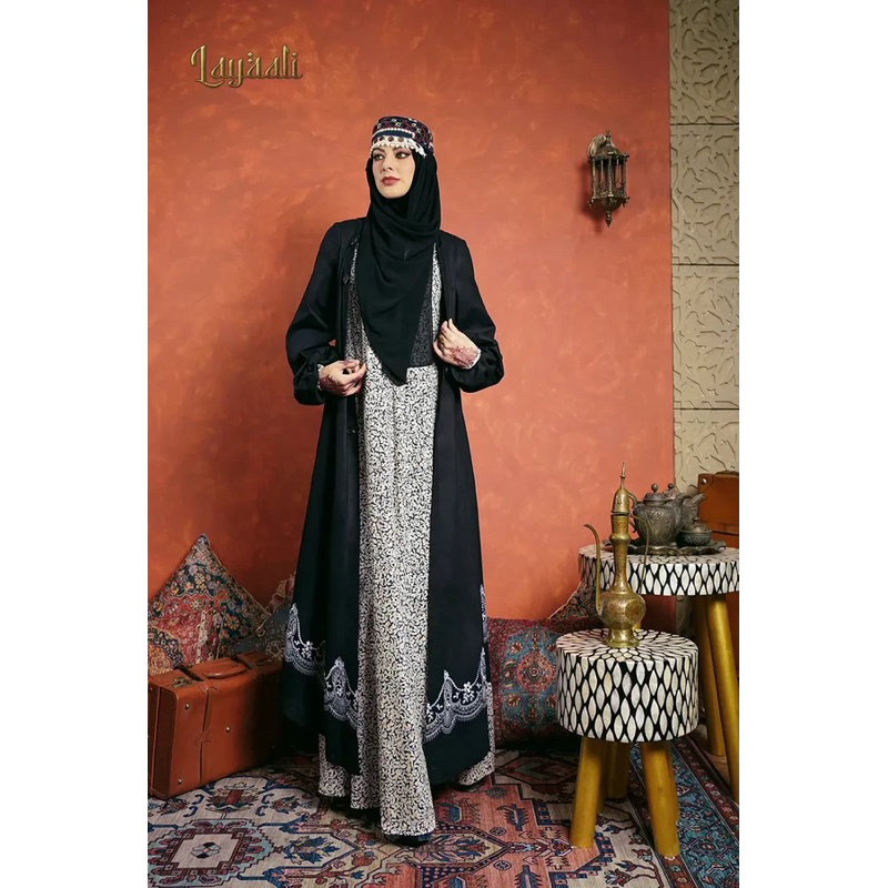 ABAYA TUNEECA ZALIKA T-0424009 TUNEECA LAYAALI /ABAYA HITAM MODERN MEWAH PREMIUM KEKINIAN ORIGINAL /