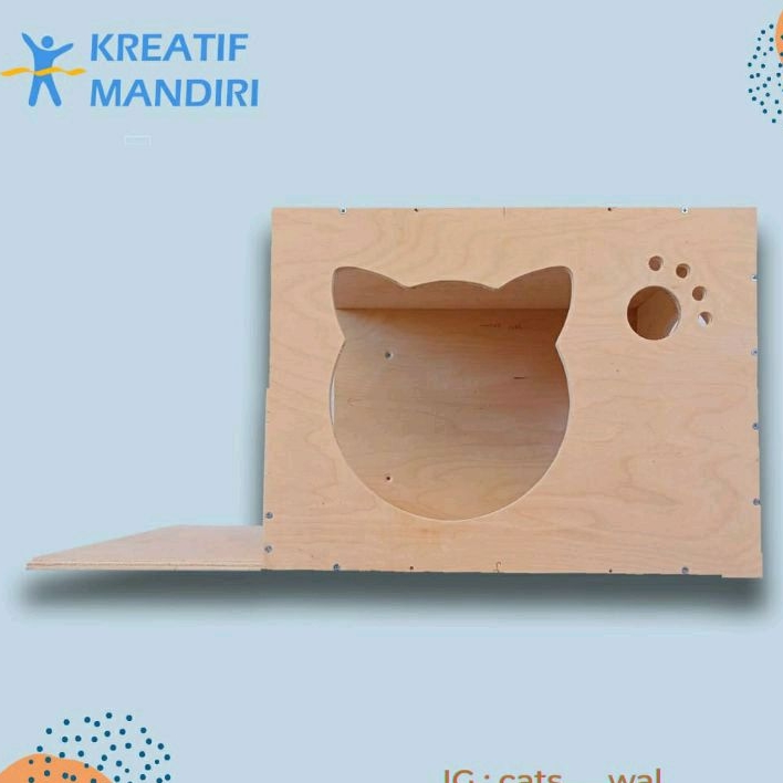Rumah Kucing Kayu Lompat Dinding DIY Tipe Kepala Meow