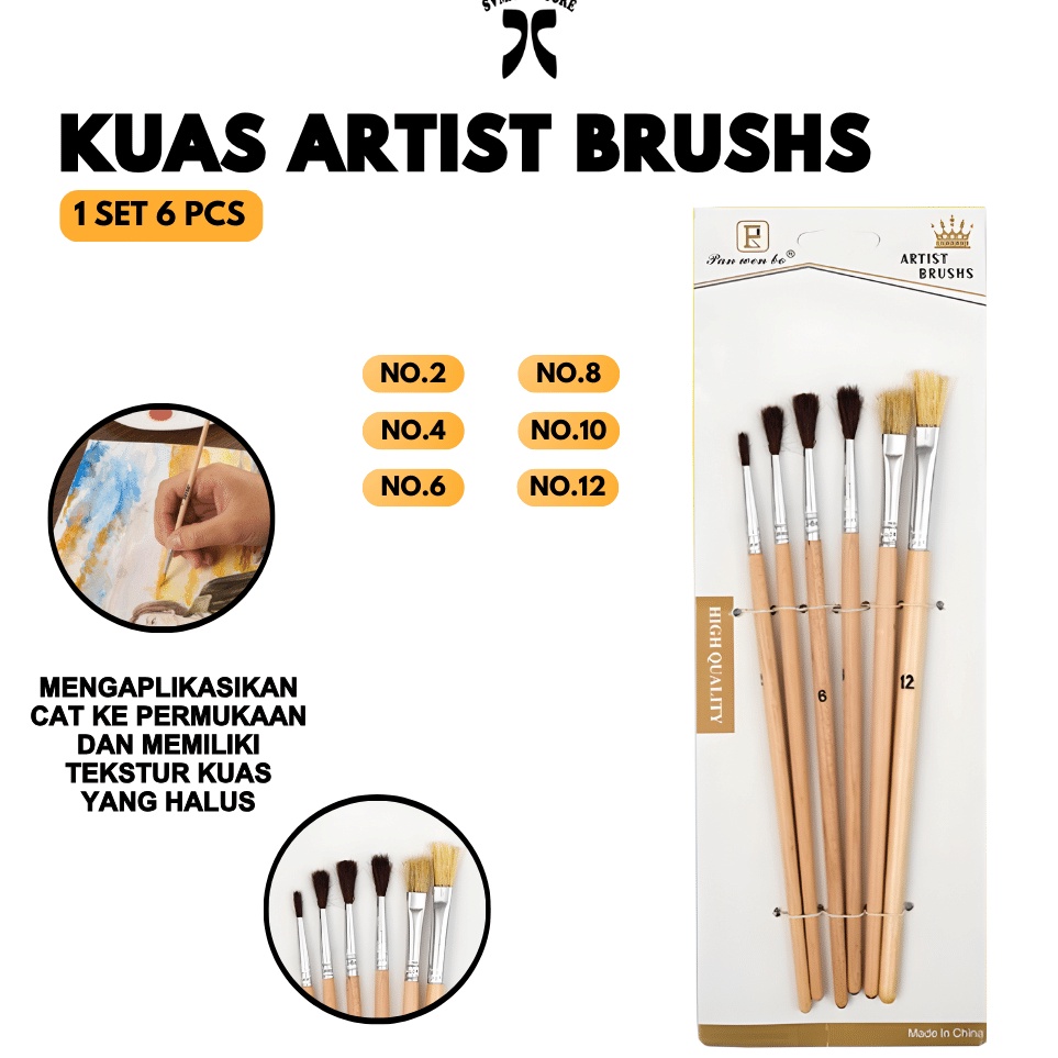 

Hadir Terupdate SALE Kuas Cat Air Polos Cat Minyak Cat Akrilik Brush ISI 6 KUAS