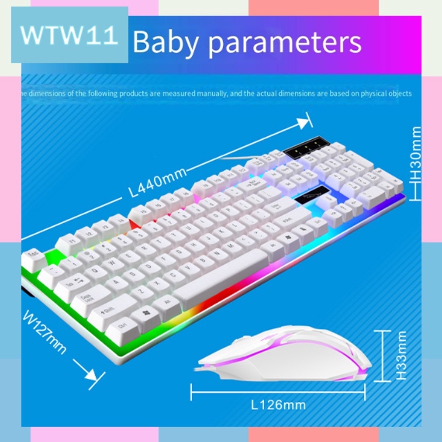 Menarik Keyboard Mouse Gaming PC Full Set LED RGB Waterproof 1B For PC Komputer Laptop