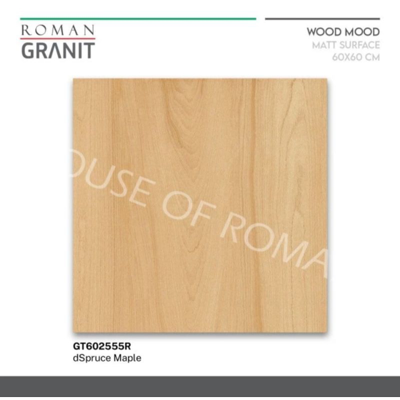 Roman Granit GT602555R dSpruce Maple 60x60 / granit kayu roman / lantai kayu / keramik kayu roman / 