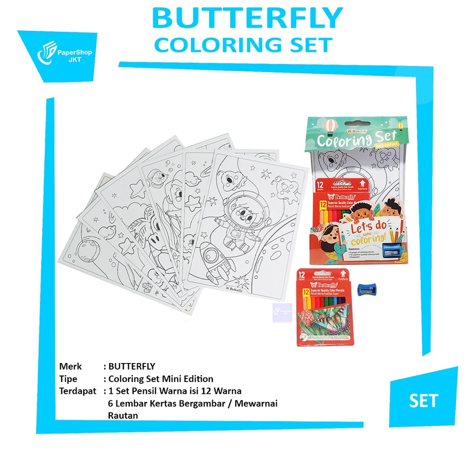 

Buruan Serbu BUTTERFLY Colouring Set Mini Edition Set
