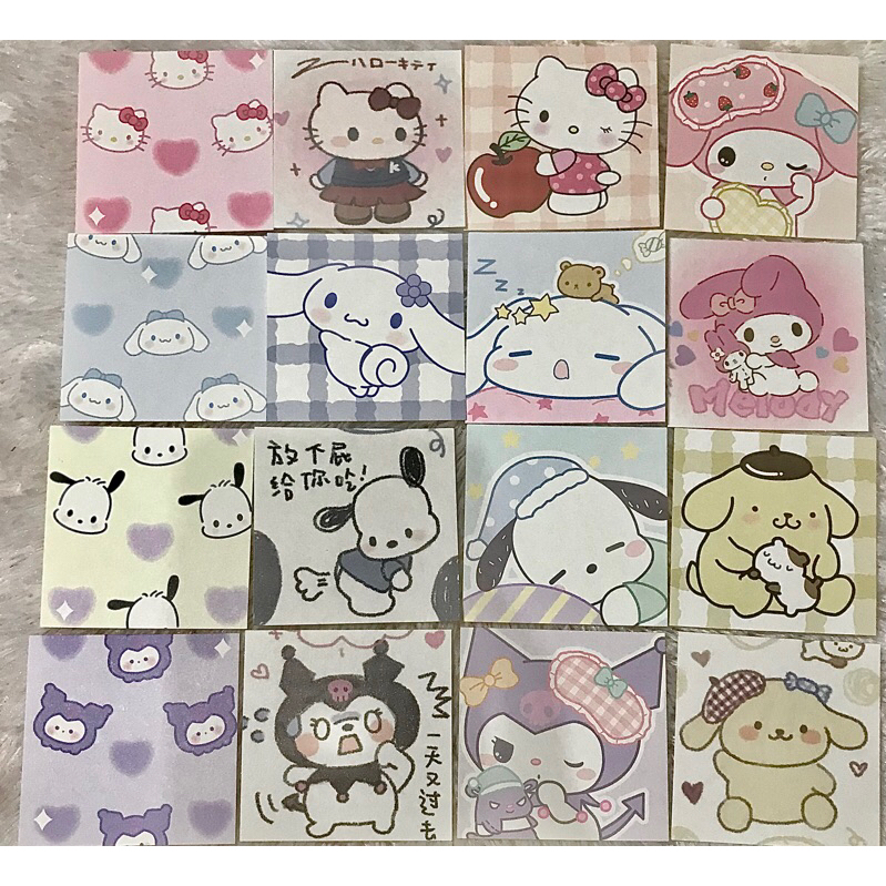 

READY 20 LEMBAR memo pads memo notes sanrio hello kitty my melody kuromi cinnamoroll pompompurin poccha memopad memonotes lucu eceran satuan