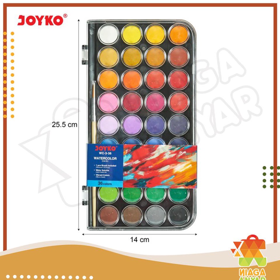 

Super Irit NAS JOYKO Watercolor WC3 Cat Air Padat 36Block Solid Watercolor Set 36 Warna Cat Air 36Warna Water color 36 Block