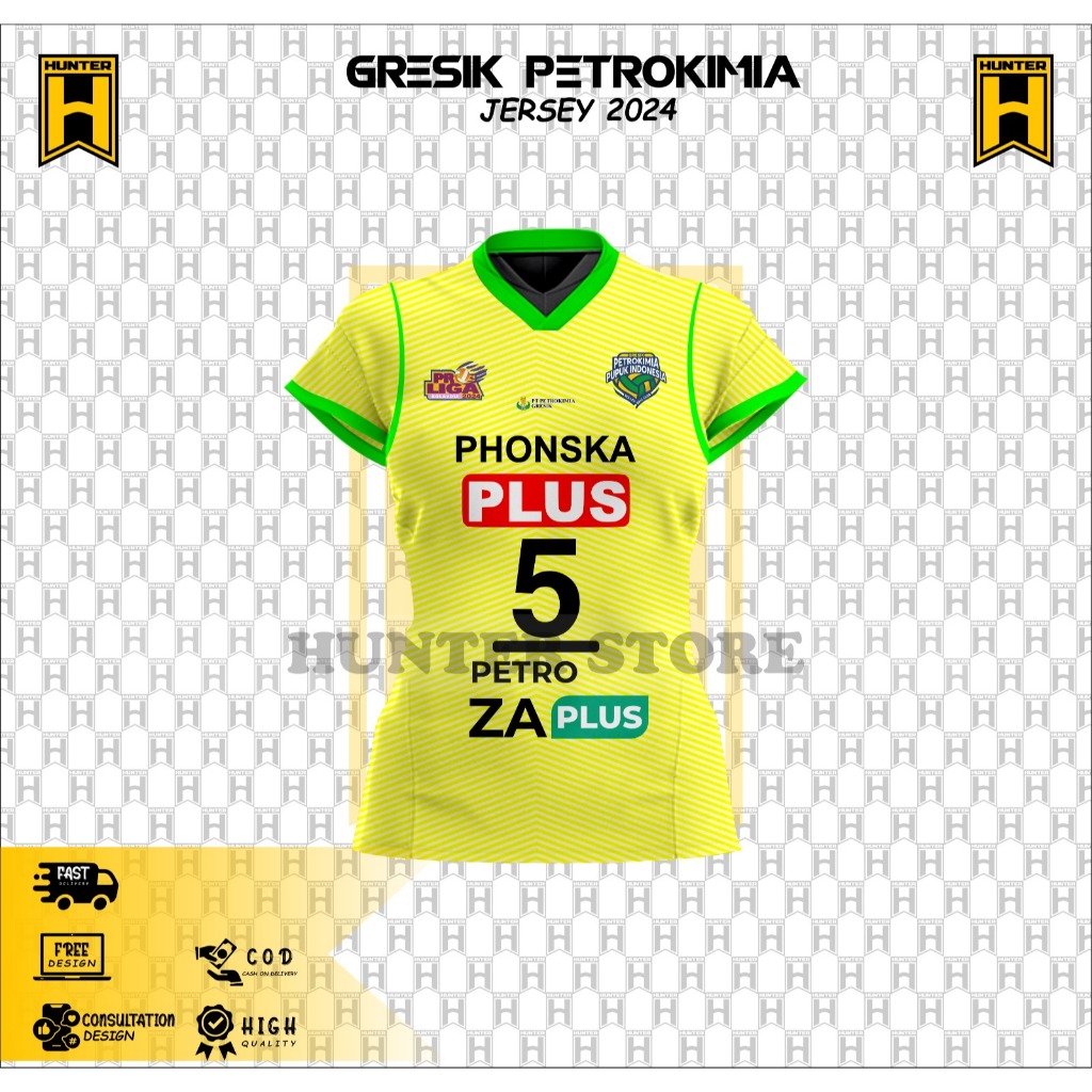 BAJU KAOS ATASAN VOLI GRESIK PETROKIMIA KUNING TERBARU 2024 |JERSEY VOLI WANITA FREE NAMA DAN NOMOR