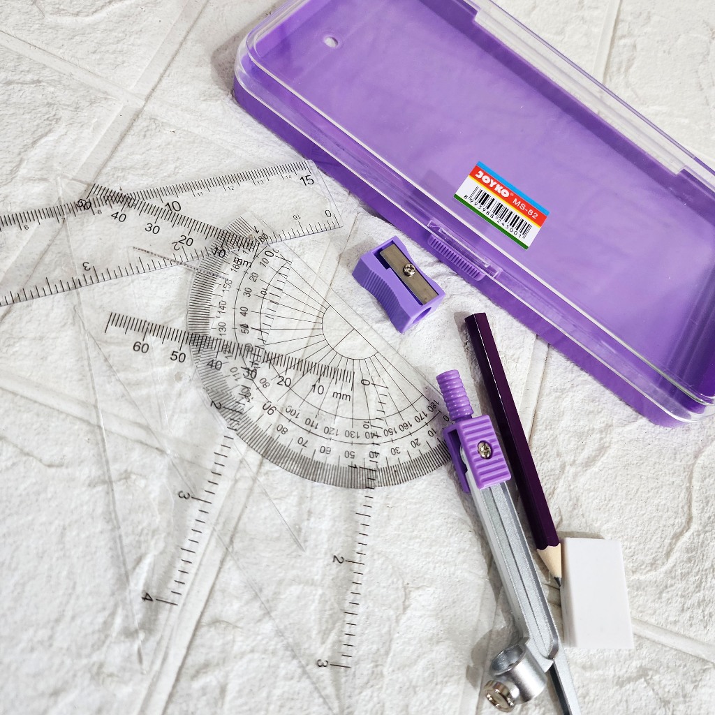 

1 SET JANGKA JOYKO MS-82 MATH SET JANGKA PENGGARIS, BUSUR DERAJAT, PENGGARIS SEGITIGA, RAUTAN PENSIL