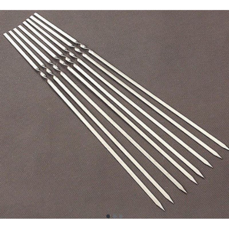 Tusuk Sate Barbeque Stainless Steel Reusable | Tusuk Sate Ayam Daging Sosis | Tusukan Sate Besi