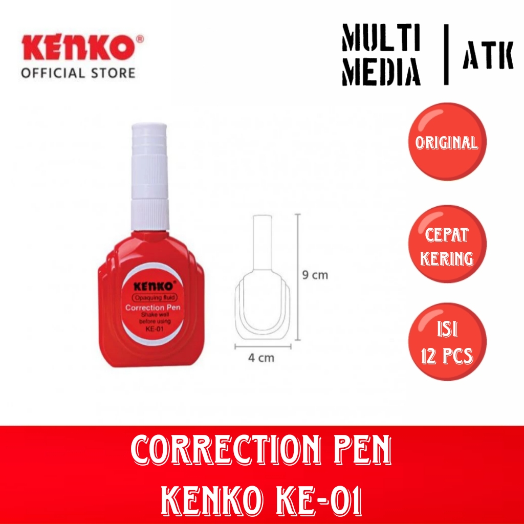 

RK CORRECTION PEN / TIPE X KENKO KE-01 / PENGHAPUS CAIR (ISI 12 PCS)