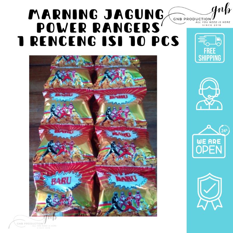 

JAJAN JADUL MARNING JAGUNG PEDAS MANIS POWER RANGERS 1 RENCENG ISI 10 PCS