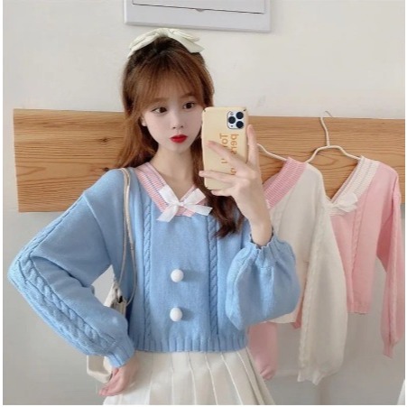 SUETERKU SWEATER KAWAI RAJUT POMPOM PREMIUM