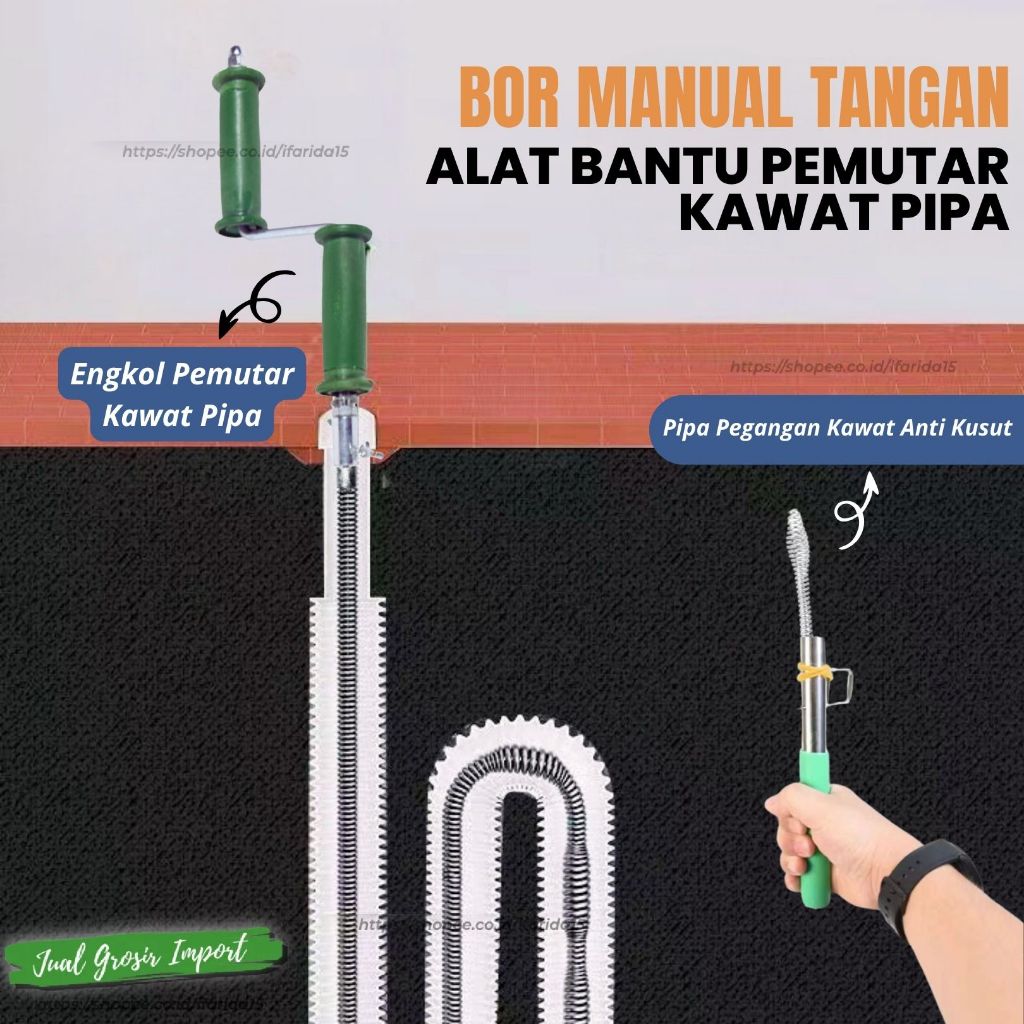 Alat Pembersih Pipa Mampet Pipe Cleaner Kawat Dengan Adaptor Bor