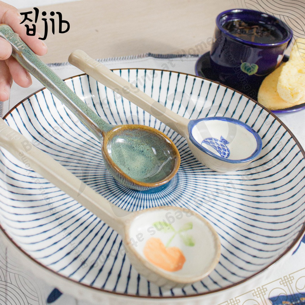 JIB Ceramic Glazed Spoon / Sendok Keramik Jepang / Sendok Keramik Tahan Panas / Sendok Ramen / Sendok Soup