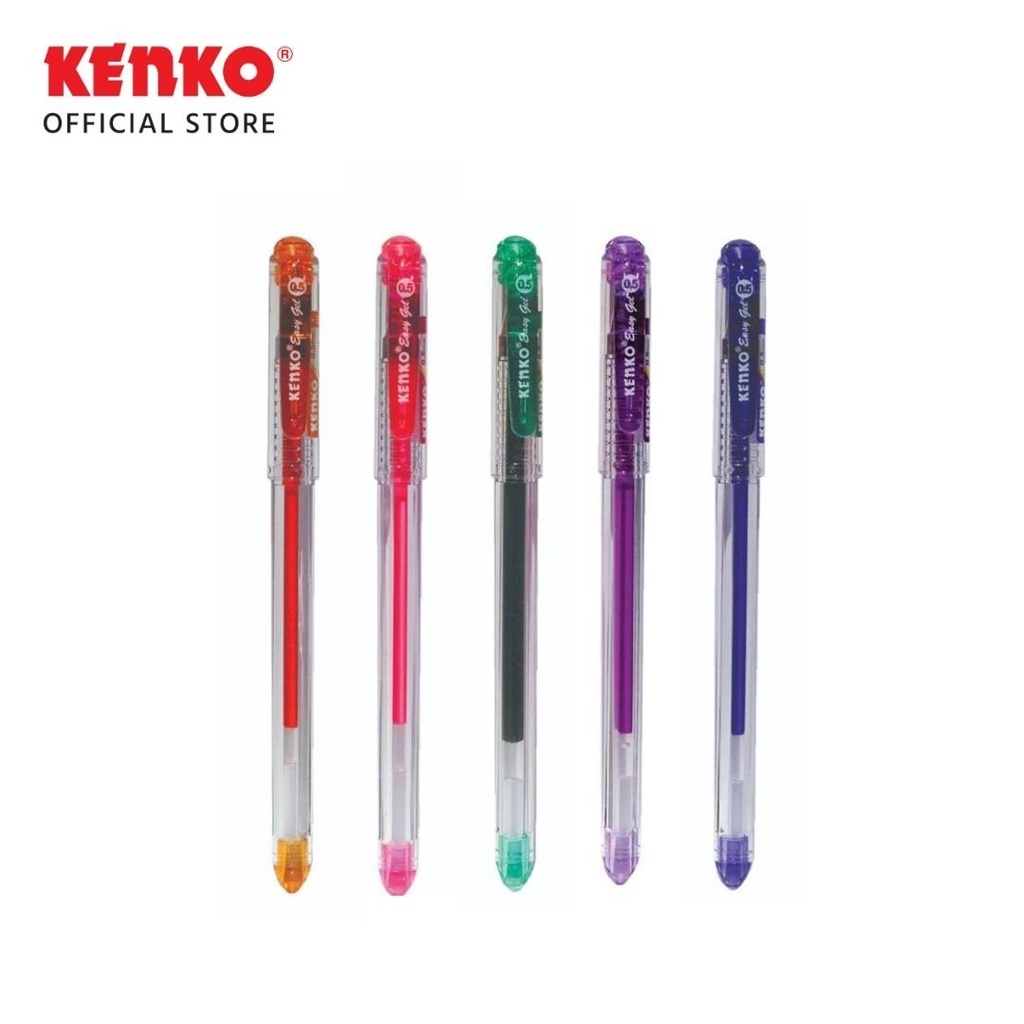 

GEL PEN Easy Gel 0.5 mm KENKO Pulpen Hitam , Biru , Merah , Orange , Violet , Green , Pink , Purple