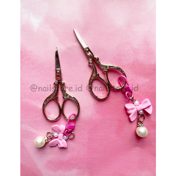 

Vintage Scissors with ribbon nail scissor gunting nail art gunting vintage dengan pita lucu