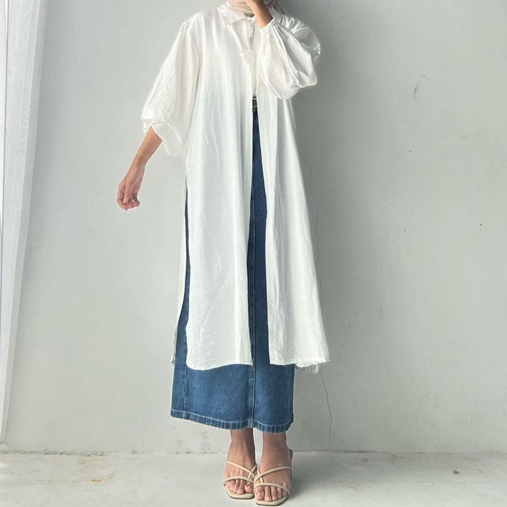 Outer Tunik Polos Linen Tali Depan Nara