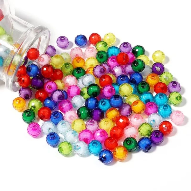 10 gr Mote BOLA DUNIA ISI COLORFUL / Lampu Disco Disko / Boldun Bulat Parel Akrilik Holo Kilap DIY M